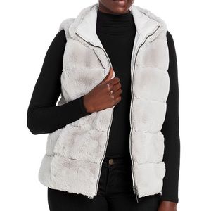Via Spiga Faux Fur Reversible Vest, White, size XL